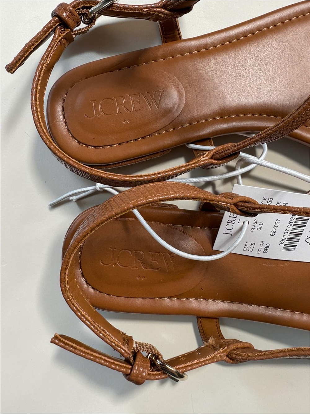 NWT J Crew Factory Ankle Strap Thong Sandals 7 Cognac Brown CI956 - Picture 3 of 5